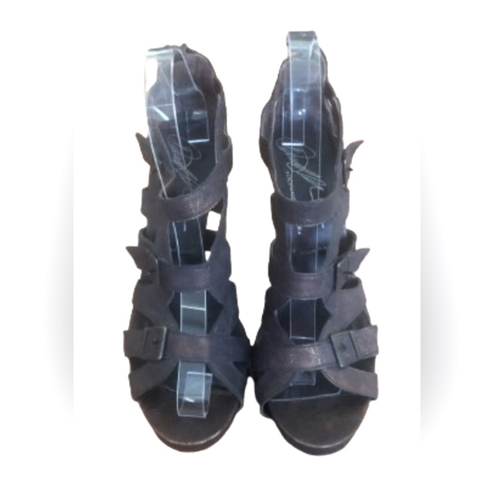 Donald J. Pliner gladiator iridescent red/brnz strppy 4” sandals SZ 6.5 mob wife - Picture 5 of 10